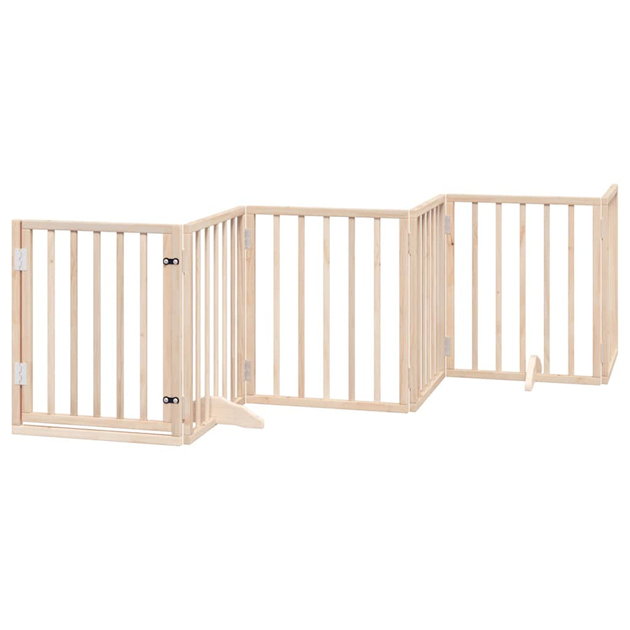 Hondenhek Inklapbaar Met Deur 9 Panelen 450 Cm Populierenhout 50 x 60 x 2 cm Naturel