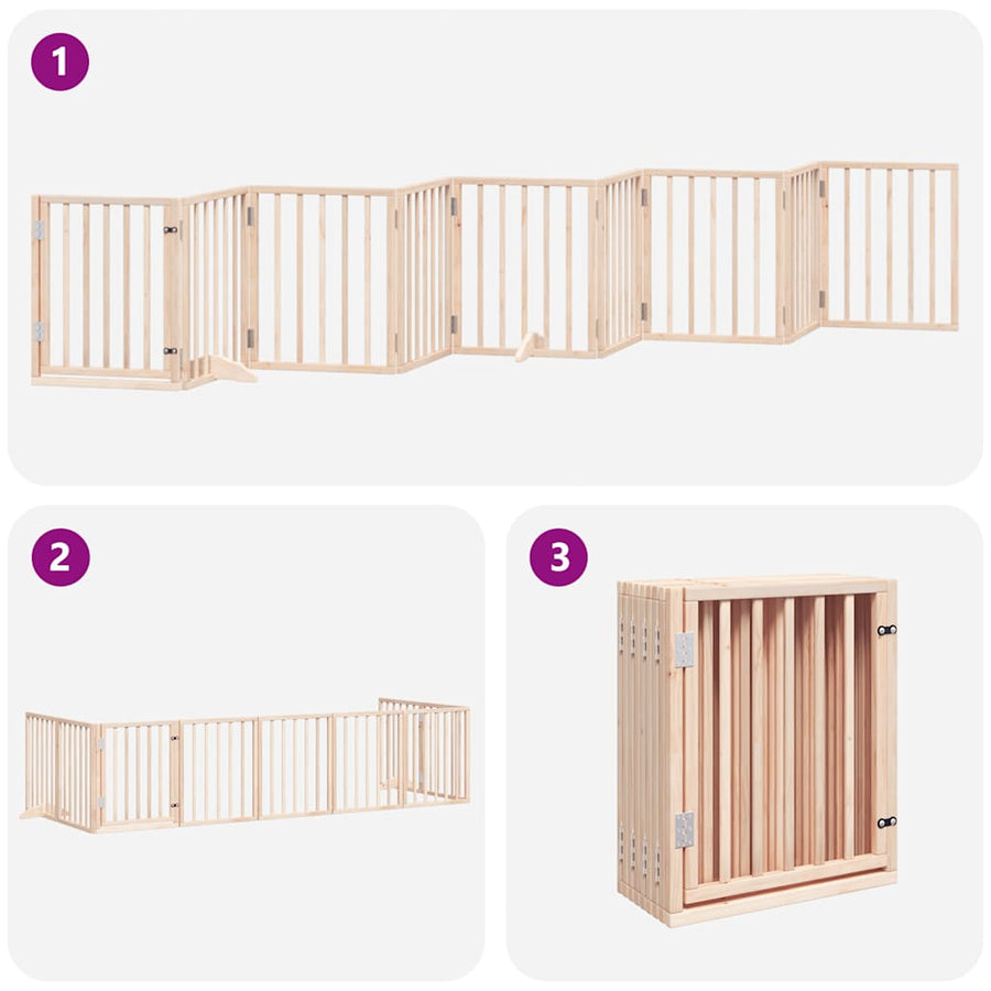 Hondenhek Inklapbaar Met Deur 9 Panelen 450 Cm Populierenhout 50 x 60 x 2 cm Naturel