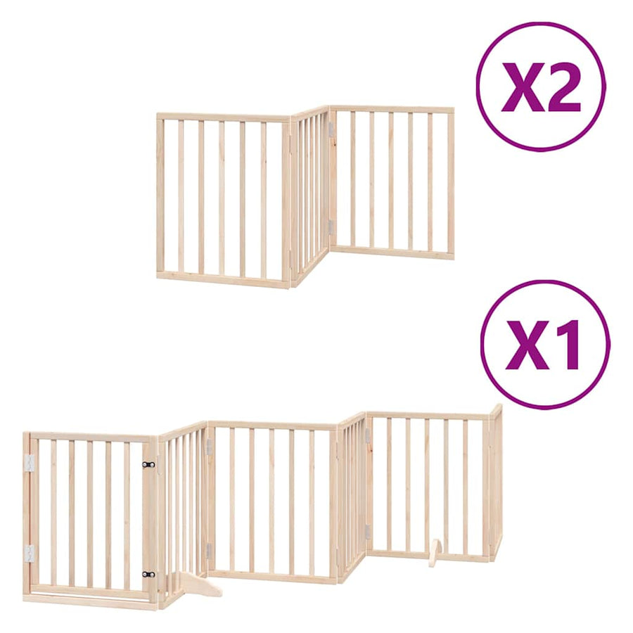 Hondenhek Inklapbaar Met Deur 12 Panelen 600 Cm Populierenhout 50 x 60 x 2 cm Naturel
