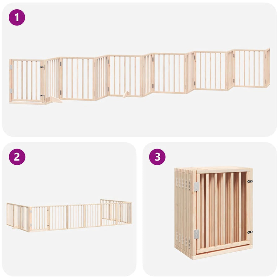 Hondenhek Inklapbaar Met Deur 12 Panelen 600 Cm Populierenhout 50 x 60 x 2 cm Naturel