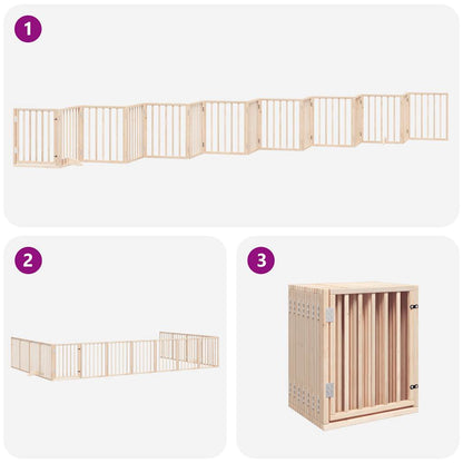 Hondenhek Inklapbaar Met Deur 15 Panelen 750 Cm Populierenhout 50 x 60 x 2 cm Naturel