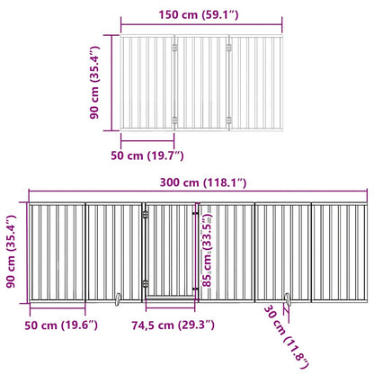Hondenhek inklapbaar met deur 15 panelen 750 cm populierenhout