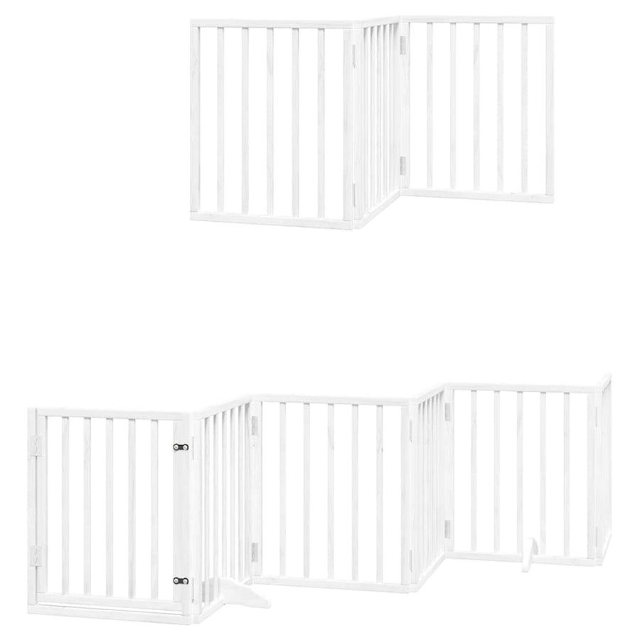Hondenhek Inklapbaar Met Deur 15 Panelen 750Cm Populierhout 50 x 60 x 2 cm Wit