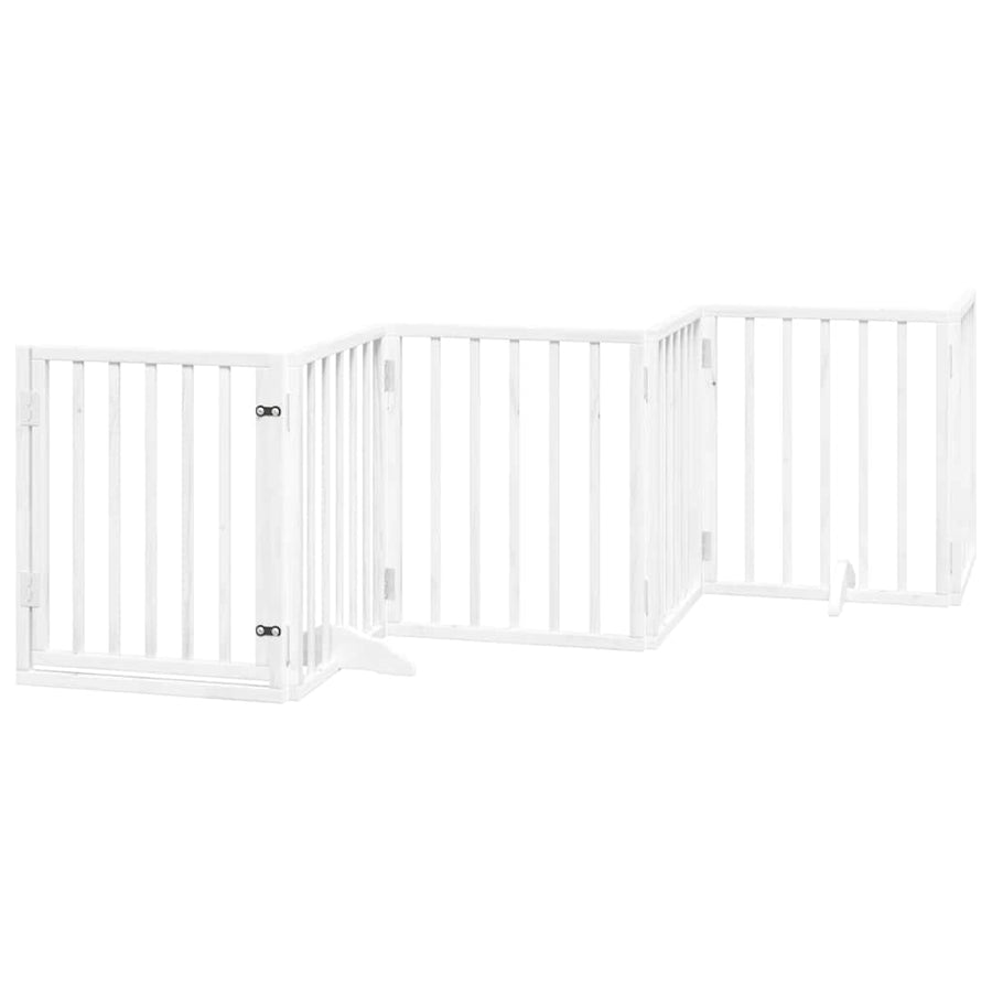 Hondenhek Inklapbaar Met Deur 15 Panelen 750Cm Populierhout 50 x 60 x 2 cm Wit