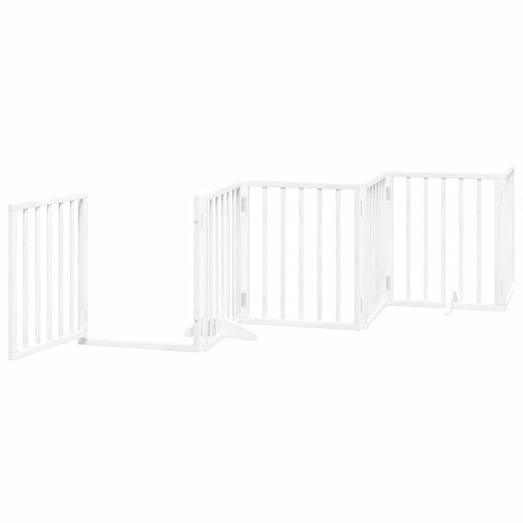 Hondenhek Inklapbaar Met Deur 15 Panelen 750Cm Populierhout 50 x 60 x 2 cm Wit