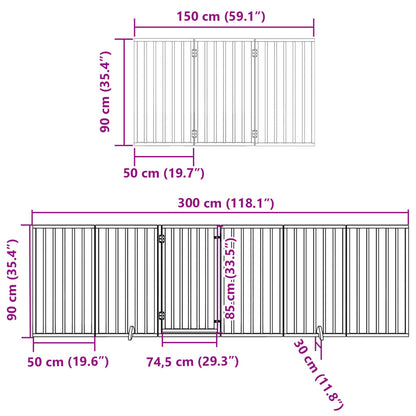 Hondenhek inklapbaar met deur 12 panelen 600cm populierhout wit