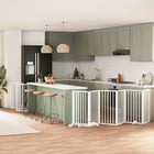 Foldable Dog Gate with Door 12 Panels 600cm Poplar Wood White