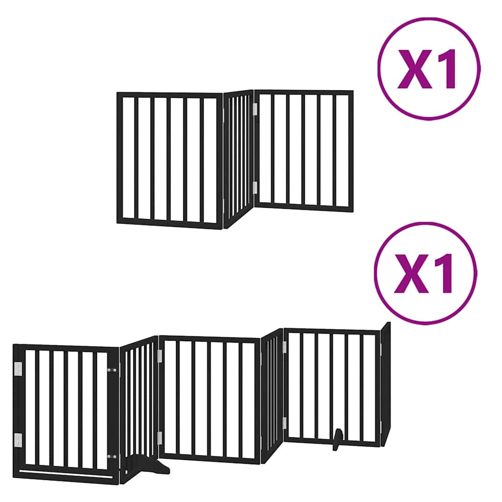 Hondenhek Inklapbaar 9 Panelen 450 Cm Populierenhout 50 x 60 x 2 cm Zwart