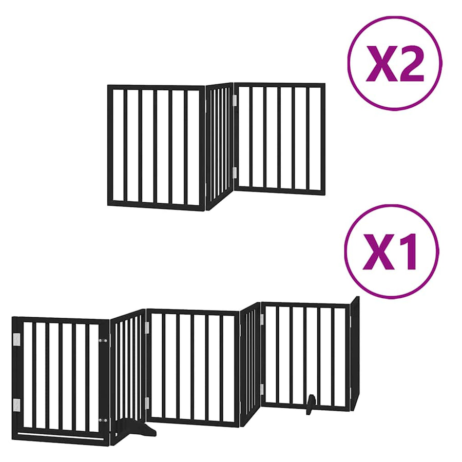 Hondenhek Inklapbaar 12 Panelen 600 Cm Populierenhout 50 x 60 x 2 cm Zwart
