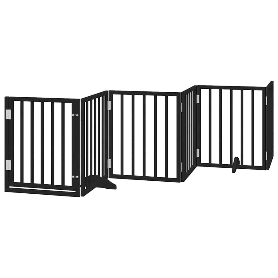 Hondenhek Inklapbaar 12 Panelen 600 Cm Populierenhout 50 x 60 x 2 cm Zwart