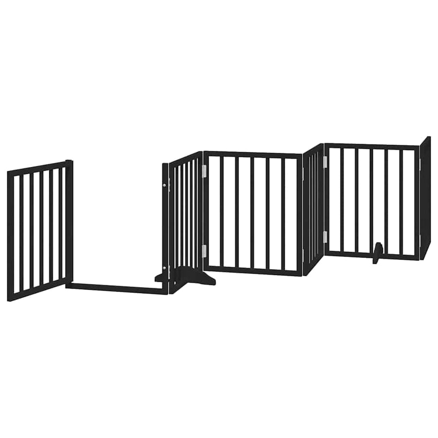 Hondenhek Inklapbaar 12 Panelen 600 Cm Populierenhout 50 x 60 x 2 cm Zwart