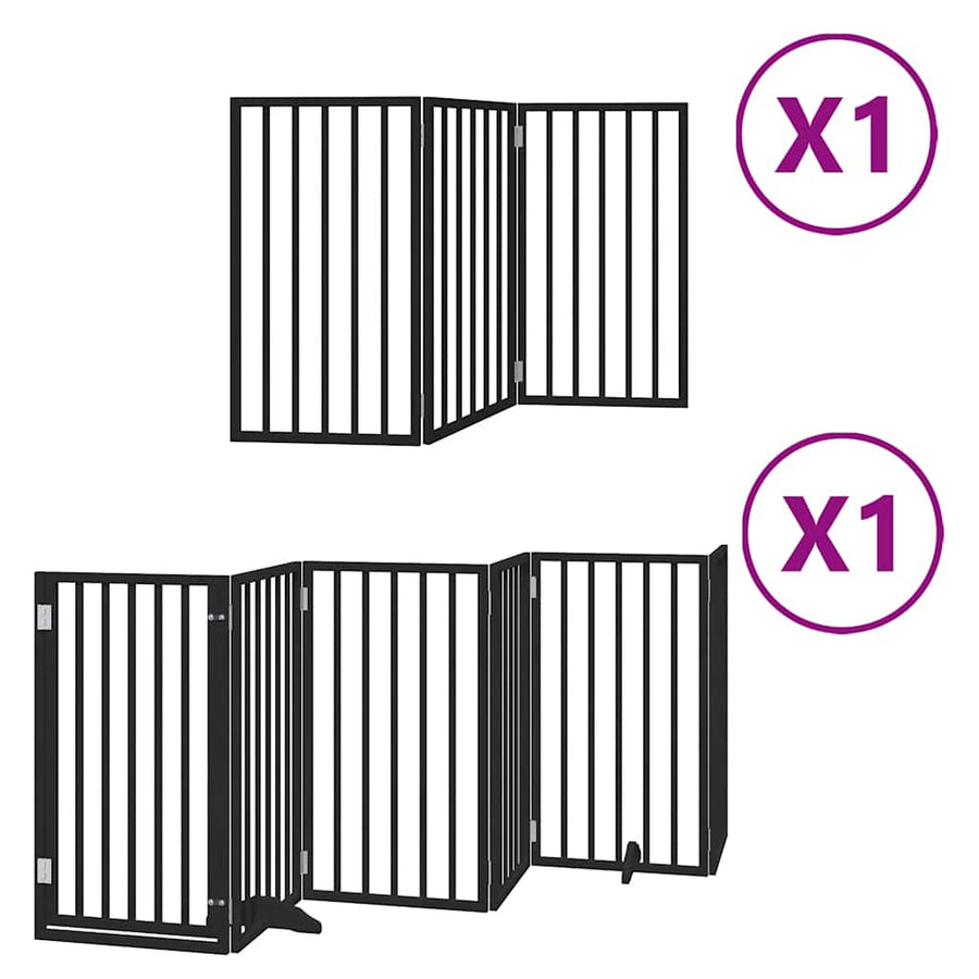Hondenhek Inklapbaar 9 Panelen 450 Cm Populierenhout 50 x 90 x 2 cm Zwart