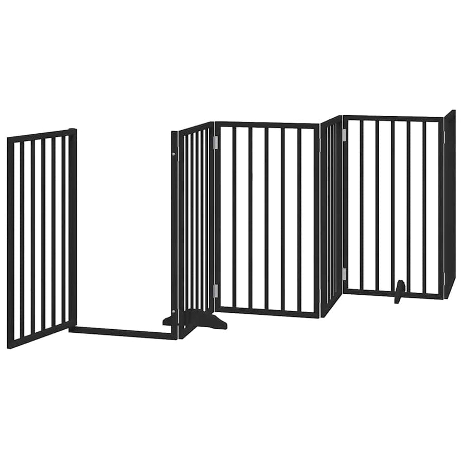 Hondenhek Inklapbaar 9 Panelen 450 Cm Populierenhout 50 x 90 x 2 cm Zwart