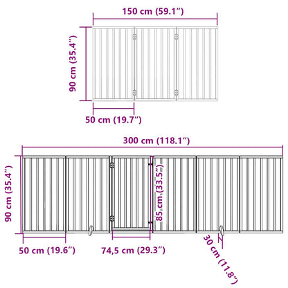 Hondenhek Inklapbaar 9 Panelen 450 Cm Populierenhout 50 x 90 x 2 cm Zwart