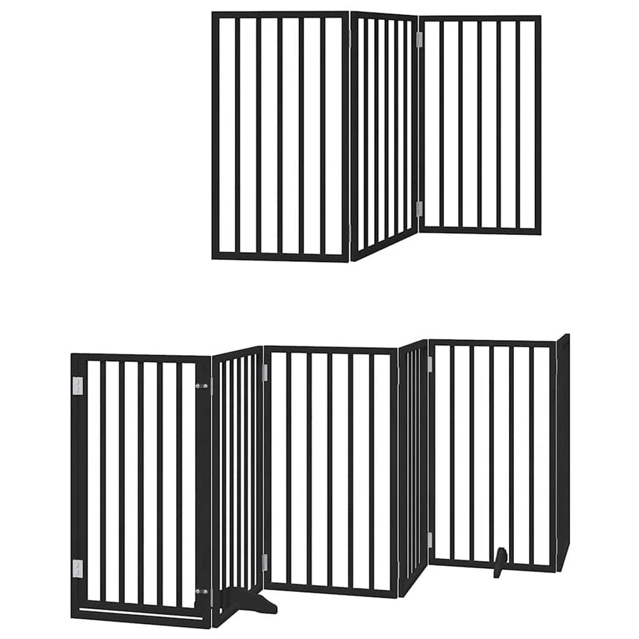 Hondenhek inklapbaar 15 panelen 750 cm populierenhout zwart