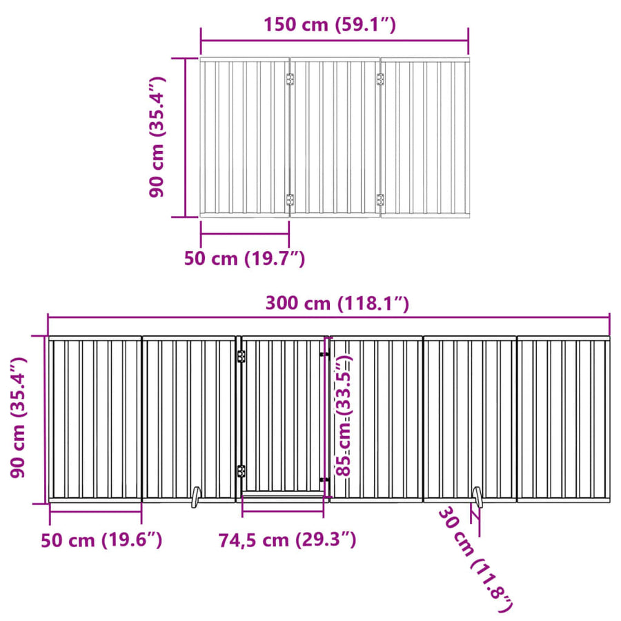 Hondenhek inklapbaar 12 panelen 600 cm populierenhout bruin