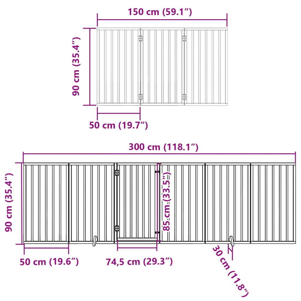 Hondenhek inklapbaar 15 panelen 750 cm populierenhout bruin