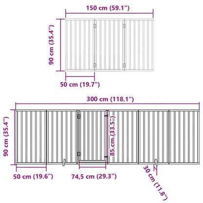 Hondenhek inklapbaar 15 panelen 750 cm populierenhout bruin