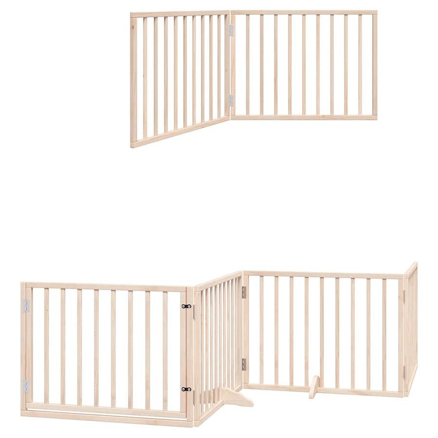 Hondenhek Inklapbaar Met Deur 6 Panelen 480 Cm Populierenhout 80 x 60 x 2 cm Naturel
