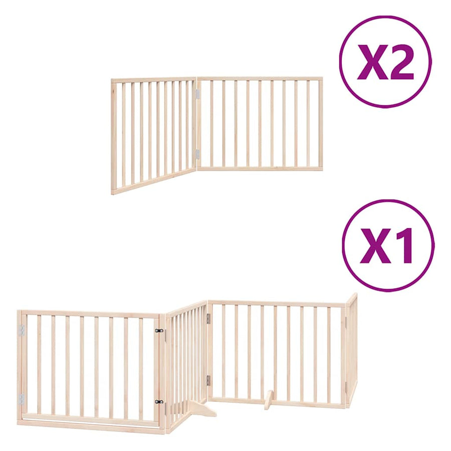 Hondenhek Inklapbaar Met Deur 8 Panelen 640 Cm Populierenhout 80 x 60 x 2 cm Naturel