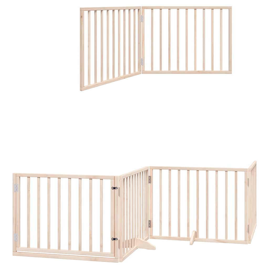 Hondenhek Inklapbaar Met Deur 8 Panelen 640 Cm Populierenhout 80 x 60 x 2 cm Naturel
