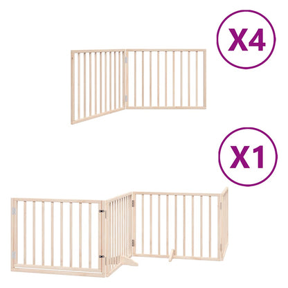 Hondenhek Inklapbaar Met Deur 12 Panelen 960 Cm Populierenhout 80 x 60 x 2 cm Naturel