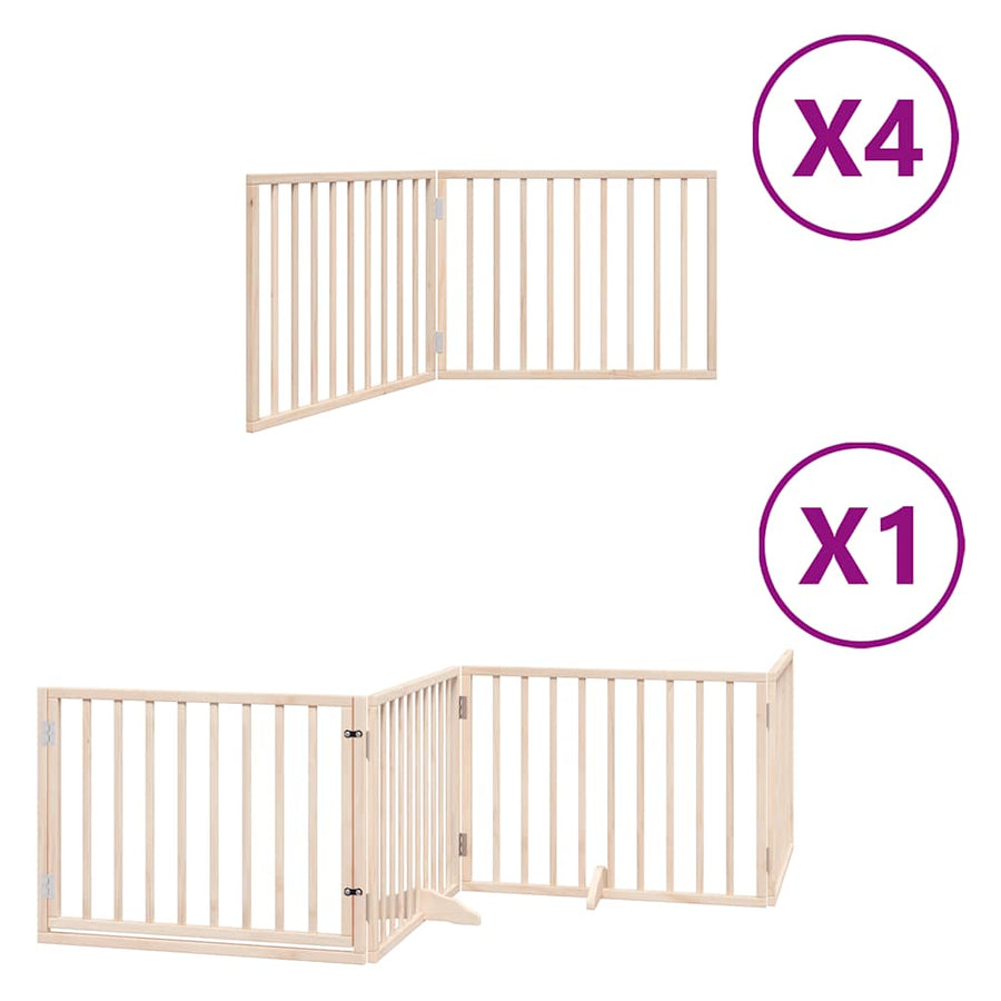 Hondenhek Inklapbaar Met Deur 12 Panelen 960 Cm Populierenhout 80 x 60 x 2 cm Naturel