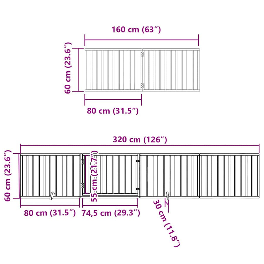 Hondenhek Inklapbaar Met Deur 12 Panelen 960 Cm Populierenhout 80 x 60 x 2 cm Naturel