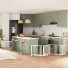 Foldable dog gate with door 12 panels 960cm poplar wood white