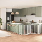 Foldable dog gate with door 10 panels 800cm poplar wood white