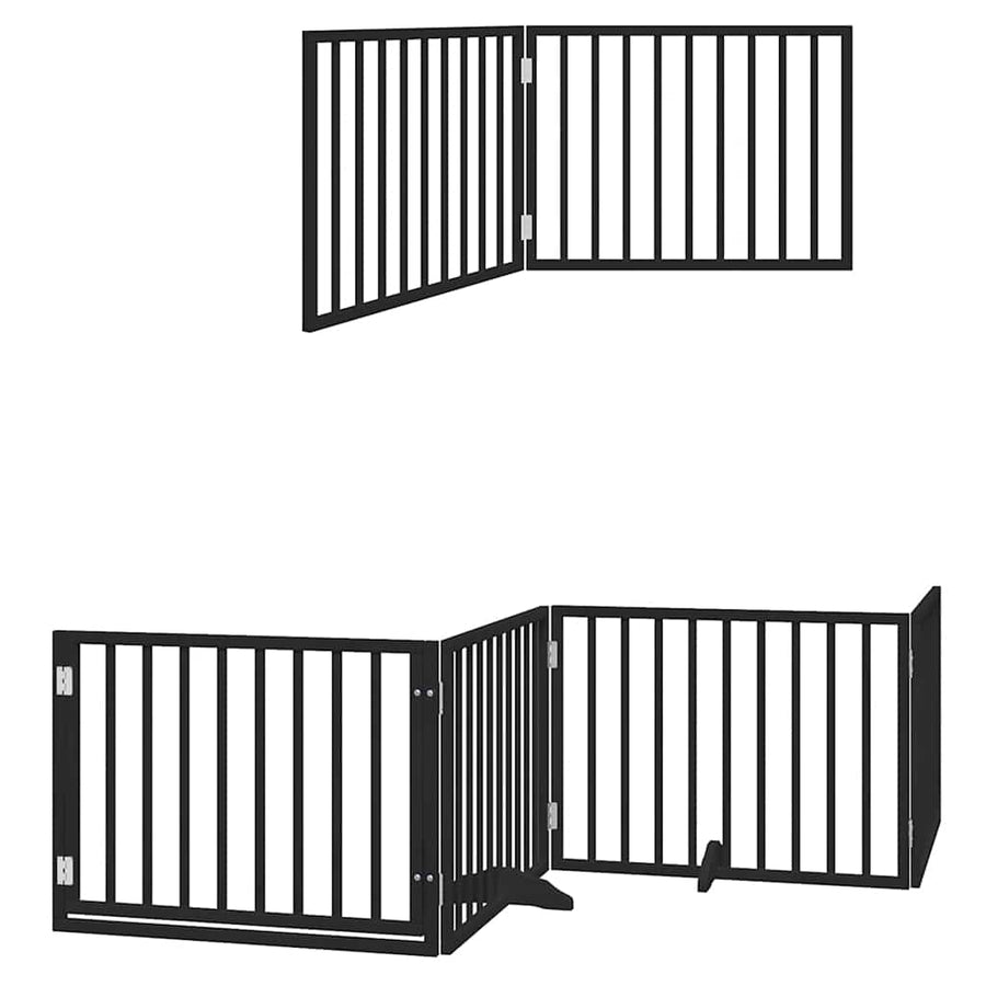 Hondenhek Inklapbaar 6 Panelen 480 Cm Populierenhout 80 x 60 x 2 cm Zwart