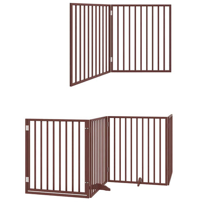 Hondenhek Inklapbaar 6 Panelen 480 Cm Populierenhout 80 x 90 x 2 cm Bruin