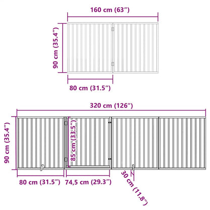 Hondenhek inklapbaar 8 panelen 640 cm populierenhout bruin