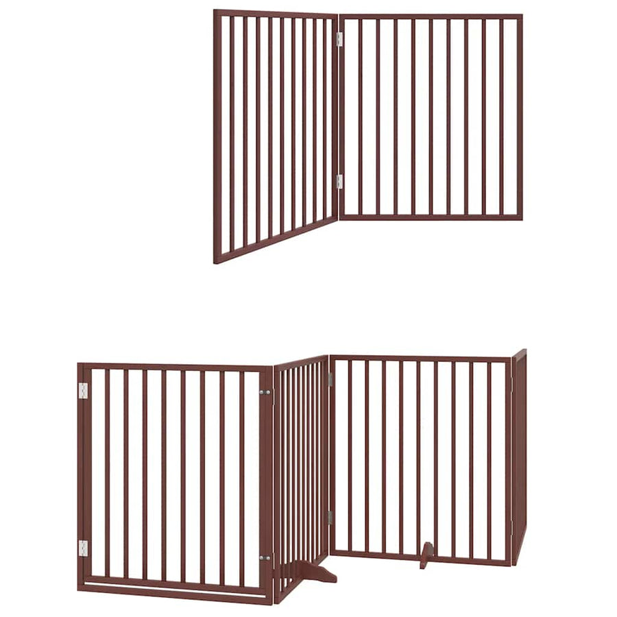 Hondenhek Inklapbaar 10 Panelen 800 Cm Populierenhout 80 x 90 x 2 cm Bruin