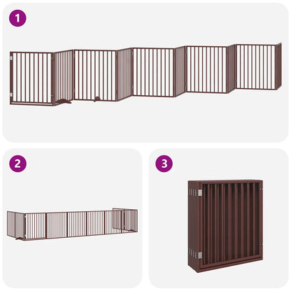 Hondenhek Inklapbaar 10 Panelen 800 Cm Populierenhout 80 x 90 x 2 cm Bruin