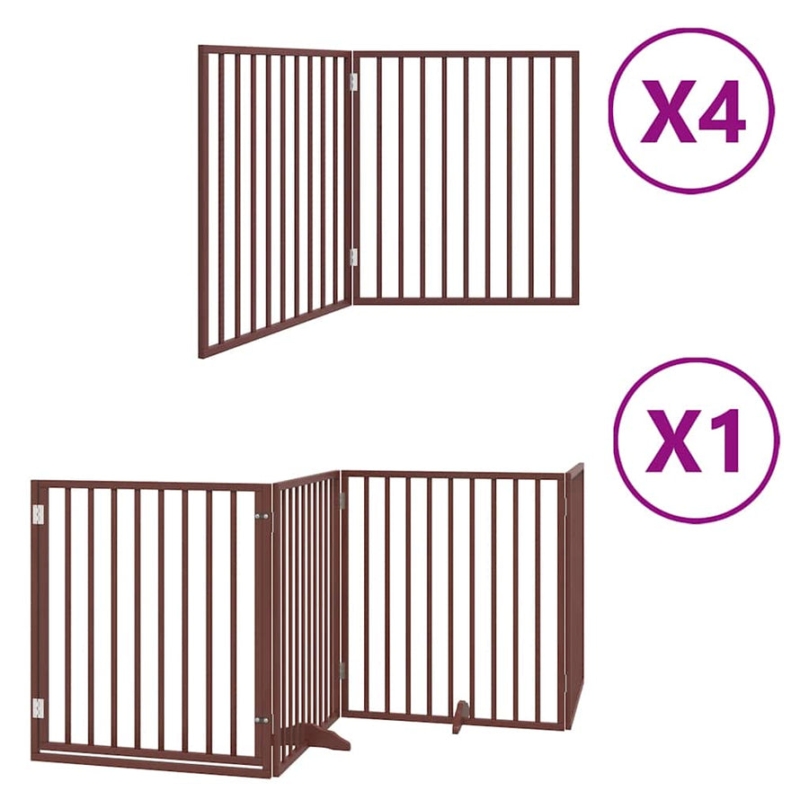 Hondenhek Inklapbaar 12 Panelen 960 Cm Populierenhout 80 x 90 x 2 cm Bruin