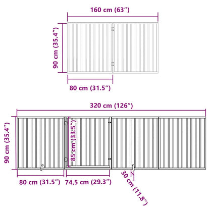 Hondenhek Inklapbaar 12 Panelen 960 Cm Populierenhout 80 x 90 x 2 cm Bruin