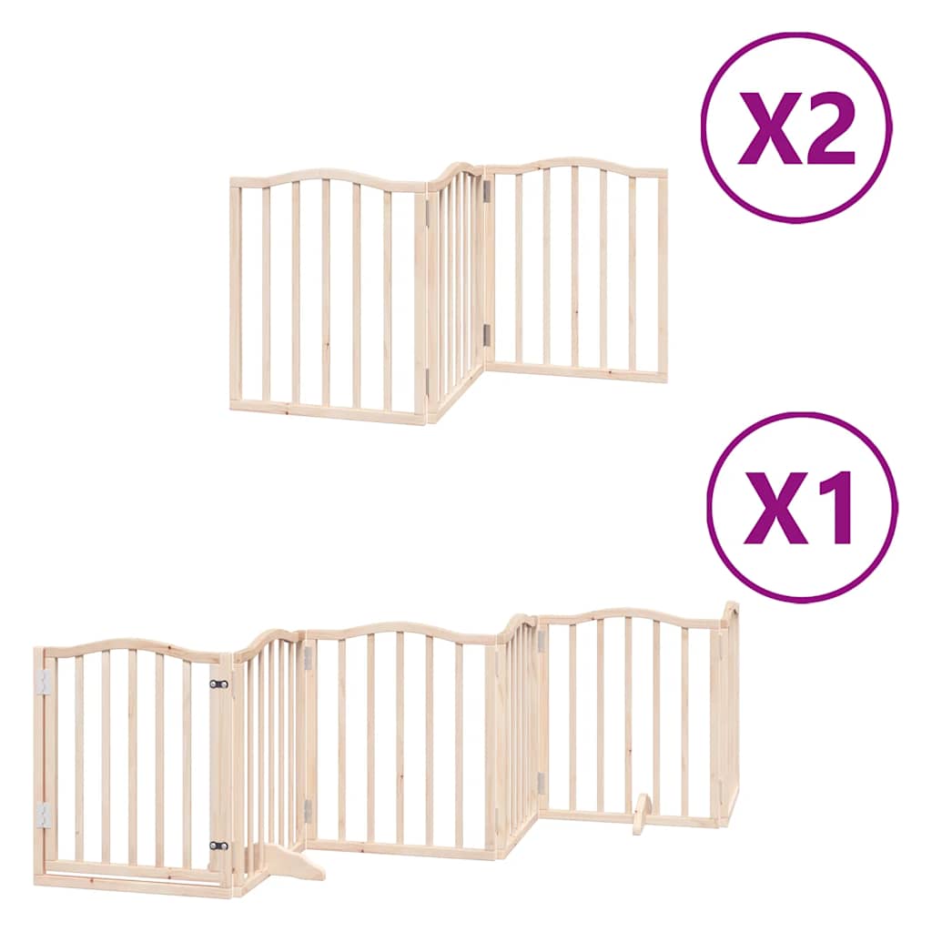Hondenhek Inklapbaar Met Deur 12 Panelen 600 Cm Populierenhout 50 x 60 x 2 cm Naturel