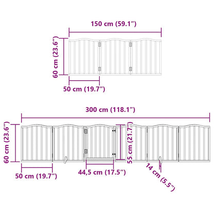 Hondenhek Inklapbaar Met Deur 12 Panelen 600Cm Populierhout 50 x 60 x 2 cm Wit