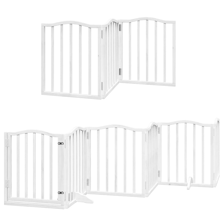 Hondenhek Inklapbaar Met Deur 15 Panelen 750Cm Populierhout 50 x 60 x 2 cm Wit