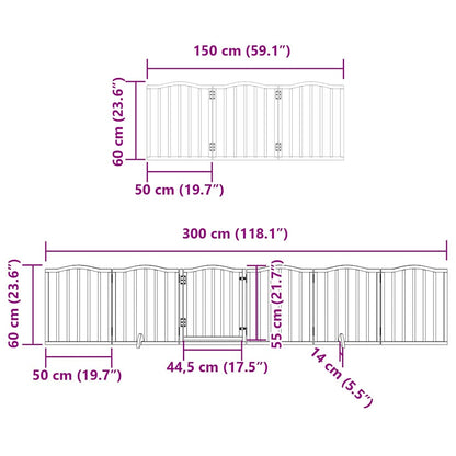 Hondenhek Inklapbaar Met Deur 15 Panelen 750Cm Populierhout 50 x 60 x 2 cm Wit