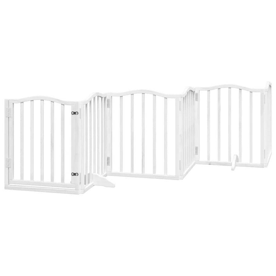 Hondenhek Inklapbaar Met Deur 15 Panelen 750Cm Populierhout 50 x 60 x 2 cm Wit