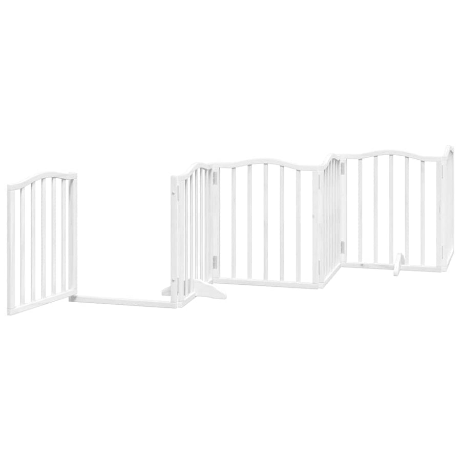 Hondenhek Inklapbaar Met Deur 15 Panelen 750Cm Populierhout 50 x 60 x 2 cm Wit
