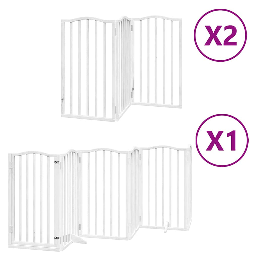 Hondenhek Inklapbaar Met Deur 12 Panelen 600Cm Populierhout 50 x 90 x 2 cm Wit