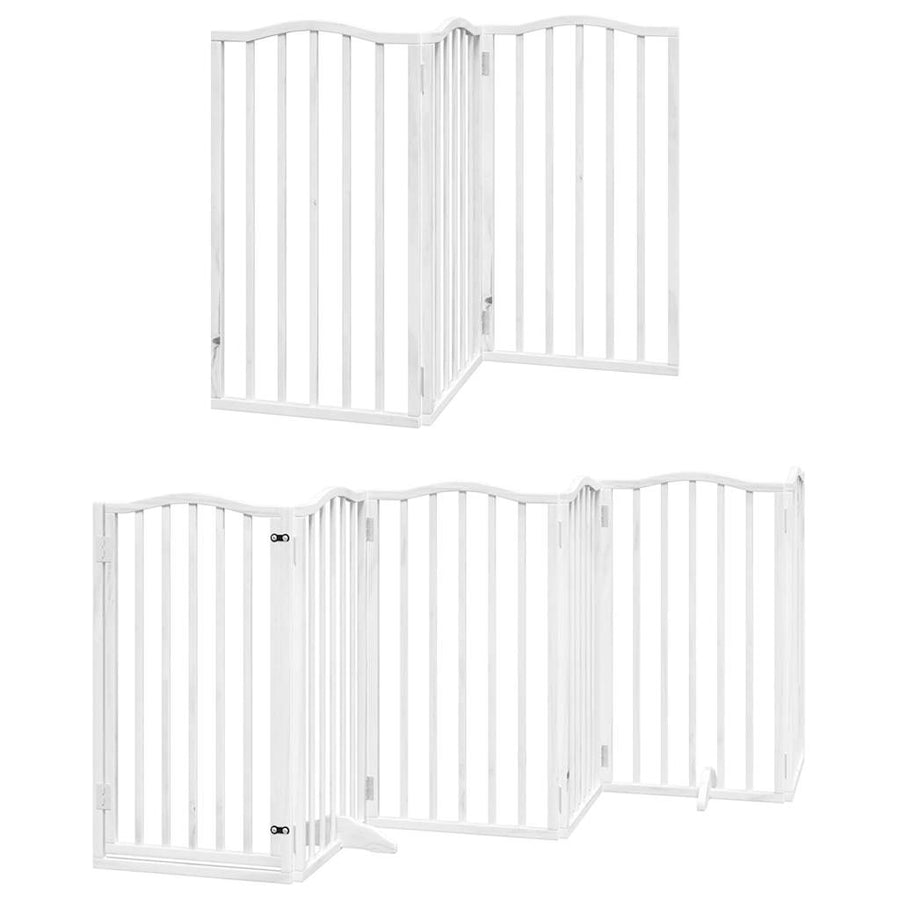 Hondenhek Inklapbaar Met Deur 12 Panelen 600Cm Populierhout 50 x 90 x 2 cm Wit