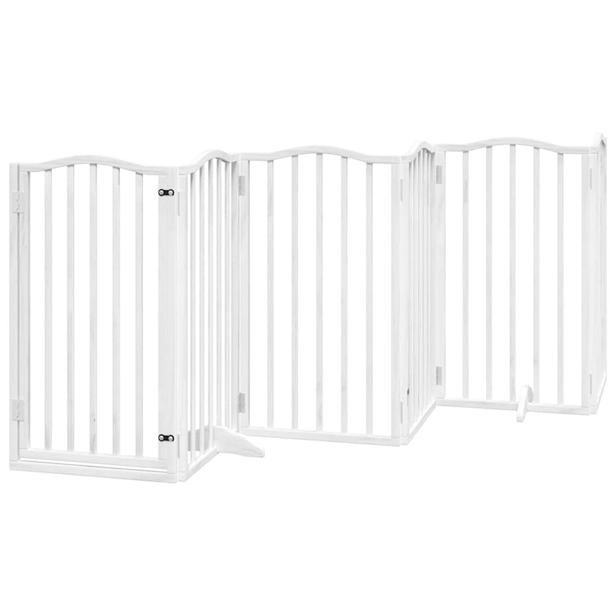 Hondenhek Inklapbaar Met Deur 12 Panelen 600Cm Populierhout 50 x 90 x 2 cm Wit