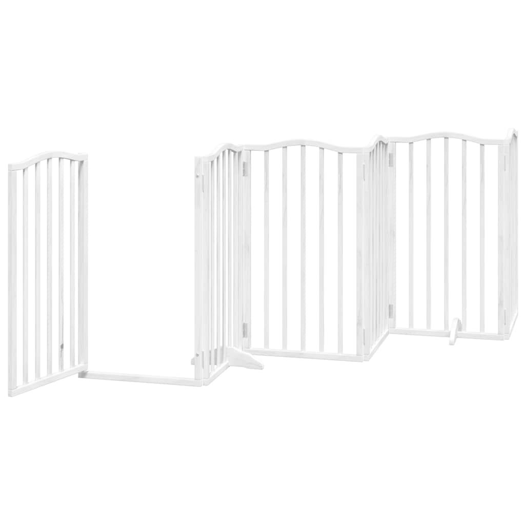 Hondenhek Inklapbaar Met Deur 12 Panelen 600Cm Populierhout 50 x 90 x 2 cm Wit