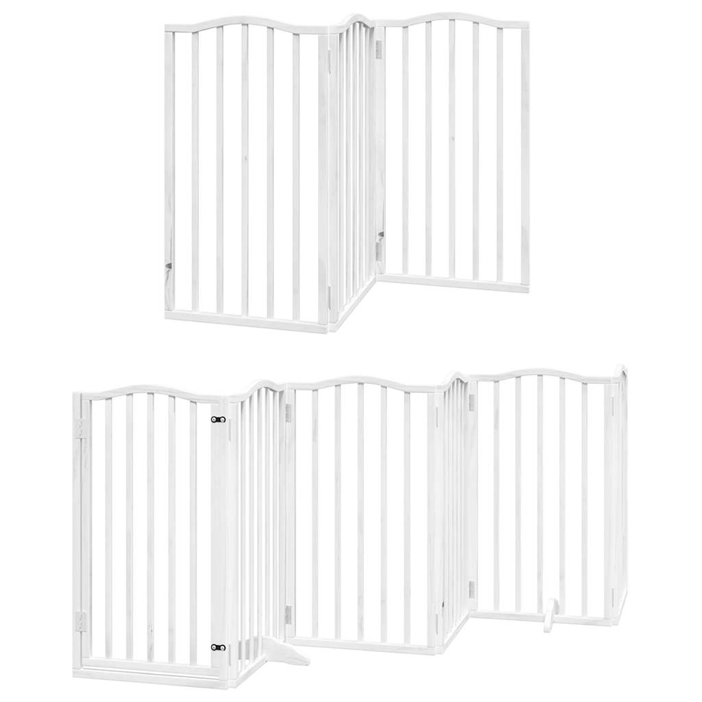 Hondenhek Inklapbaar Met Deur 15 Panelen 750Cm Populierhout 50 x 90 x 2 cm Wit