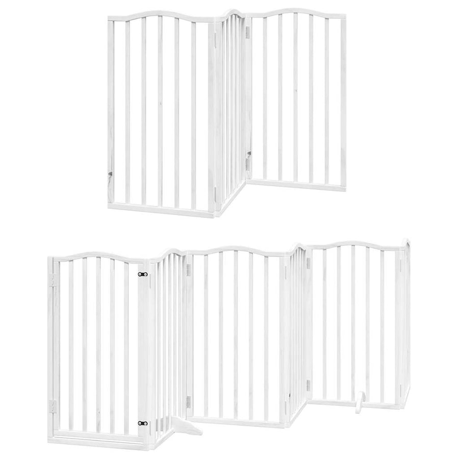 Hondenhek Inklapbaar Met Deur 15 Panelen 750Cm Populierhout 50 x 90 x 2 cm Wit