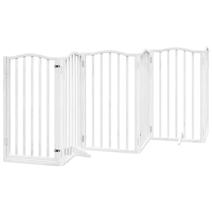 Hondenhek Inklapbaar Met Deur 15 Panelen 750Cm Populierhout 50 x 90 x 2 cm Wit